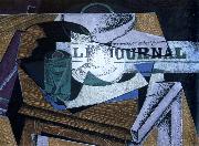 Juan Gris fruit dish ,book ,and newspaper oil painting